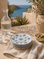Exotic Vibes - Set De 6 Assiettes À Dessert - Porcelaine - Bleu