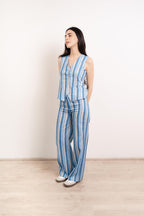 Ana Linen Trousers Blue