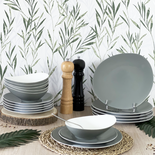 Sven Gris - Service 18 Pièces - Porcelaine - Gris