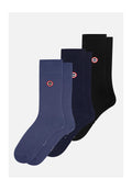 Pack Of 3 Mid-Calf Socks - Black Navy Blue