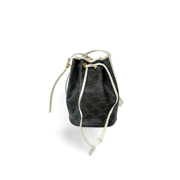 Celine - Handväska Triomphe Drawstring Bucket Canvas - Brun