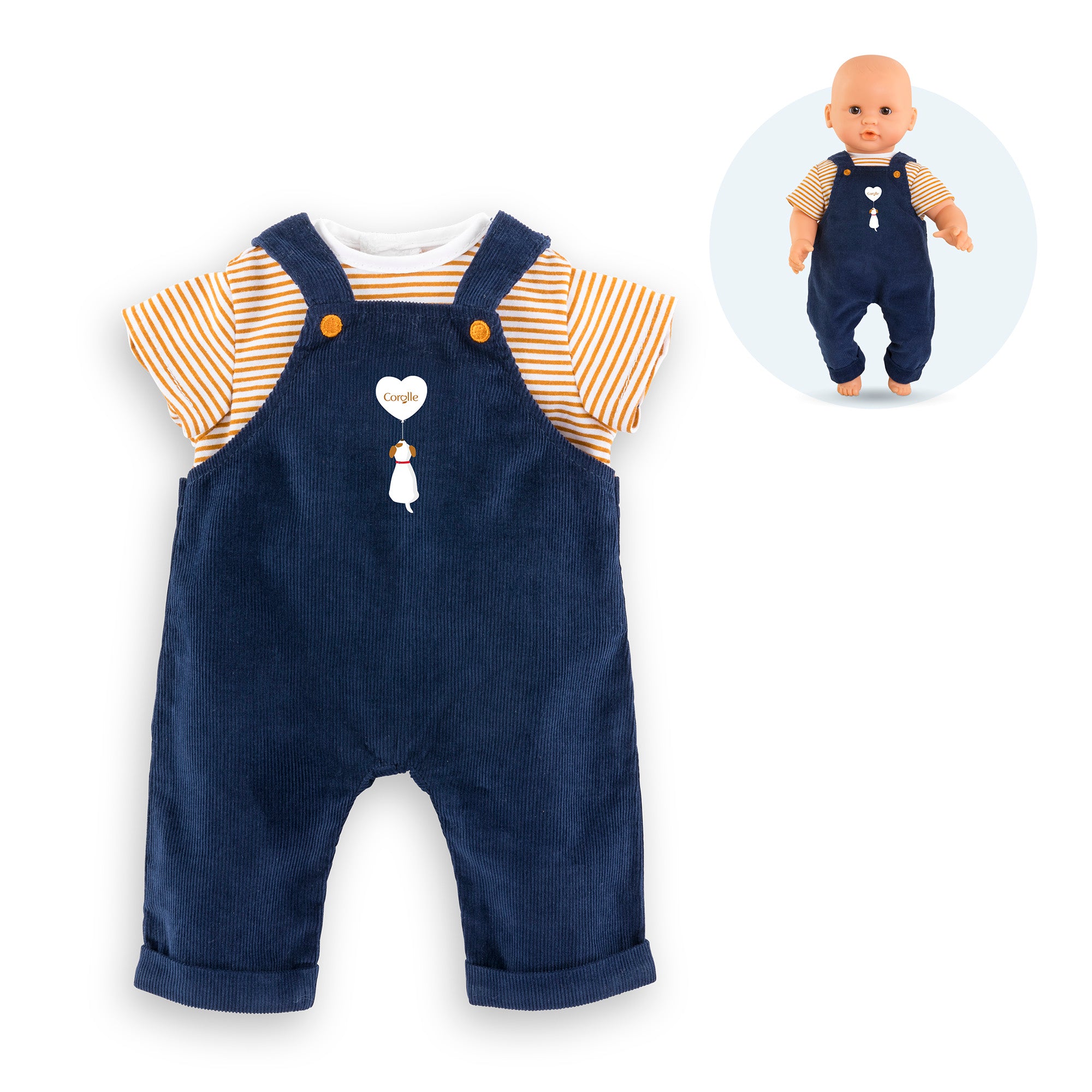 T-Shirt Et Salopette Marine Pour Poupon 30 Cm