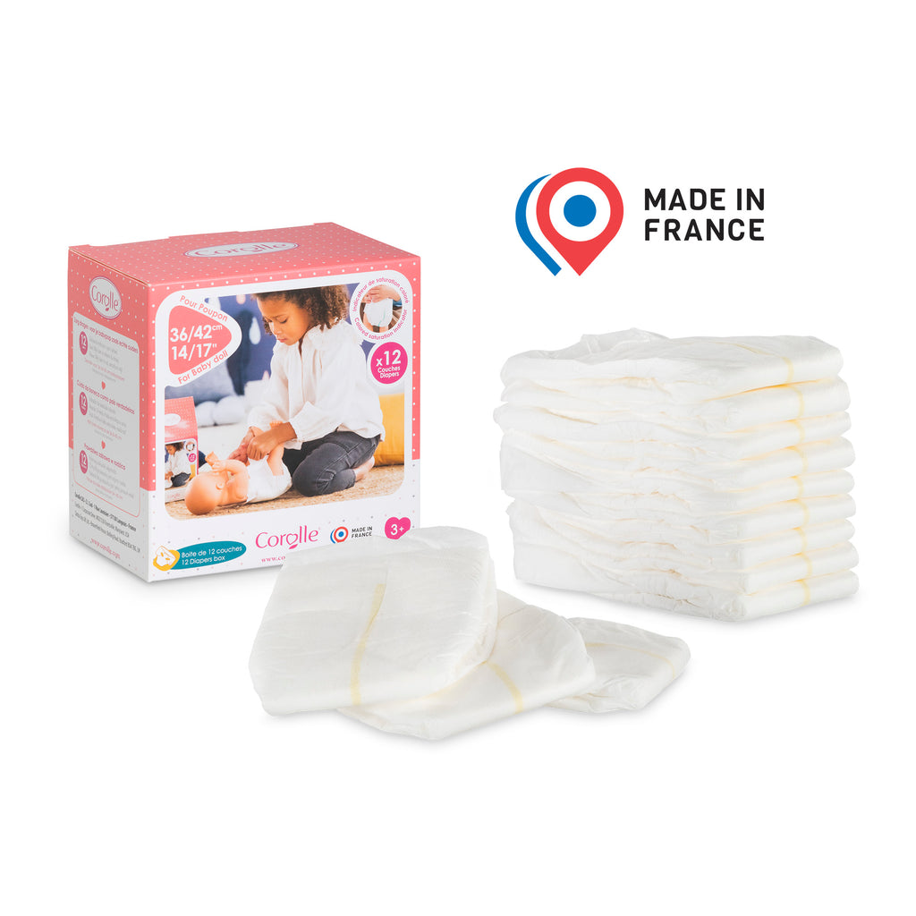 Caja De 12 Pañales Para Muñeco De 36 Y 42 Cm