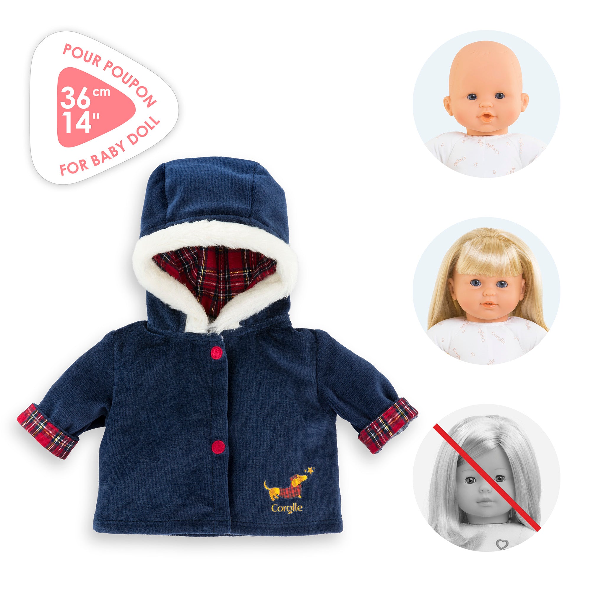 Manteau Corolle En Fêtes Pour Poupon 36 Cm