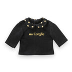 T-Shirt Noir Et Or Manches Longues Pour Poupée Ma Corolle