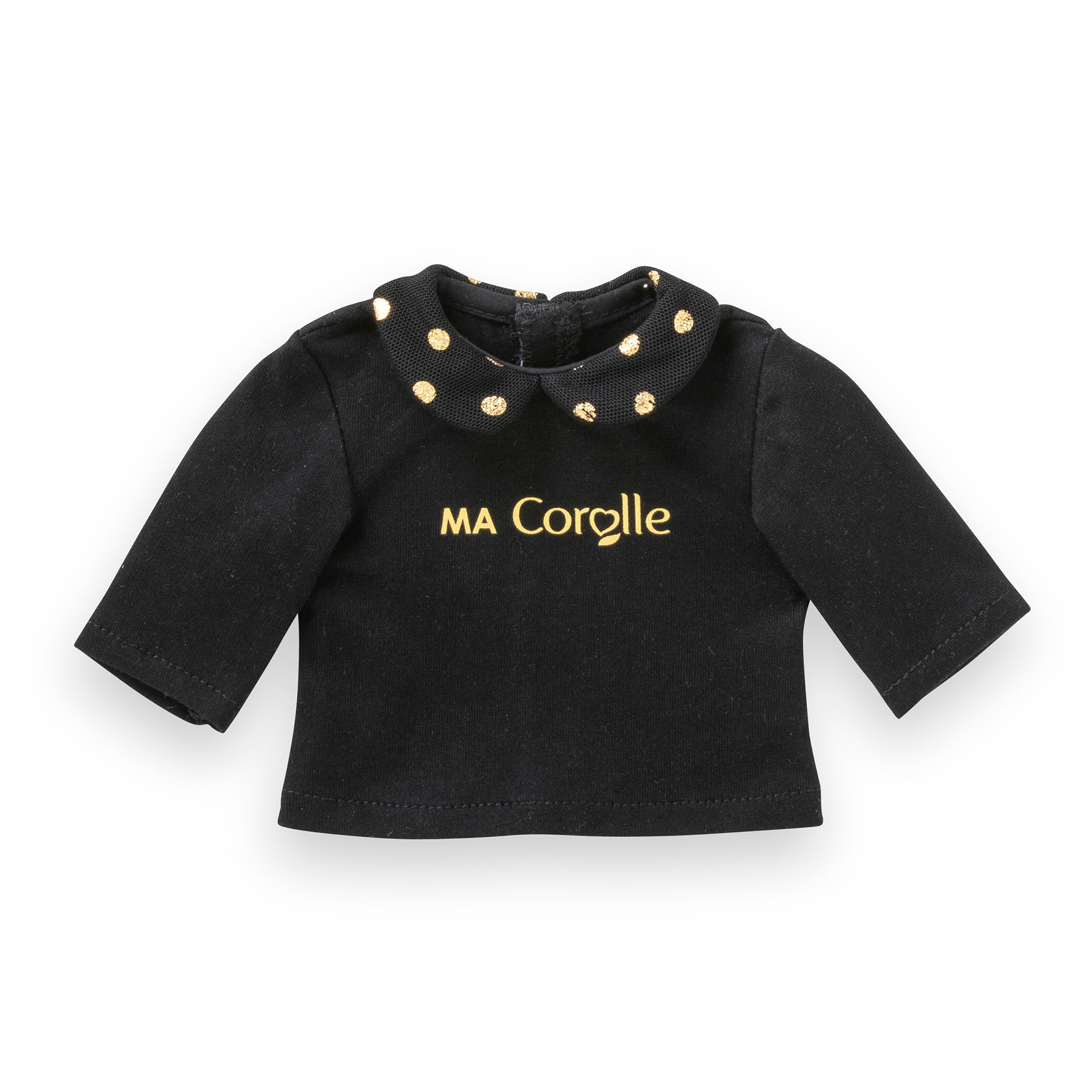 T-Shirt Noir Et Or Manches Longues Pour Poupée Ma Corolle