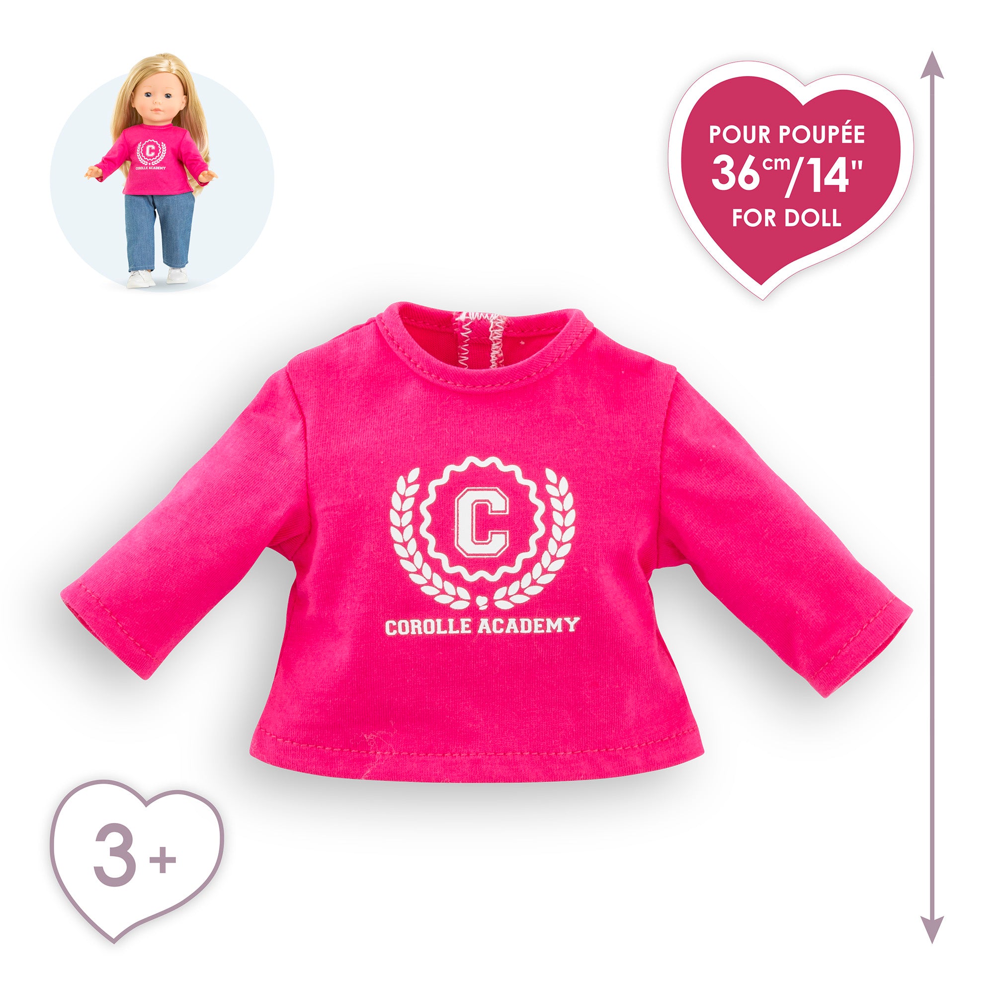T-Shirt Fuchsia Corolle Academy Pour Poupée Ma Corolle