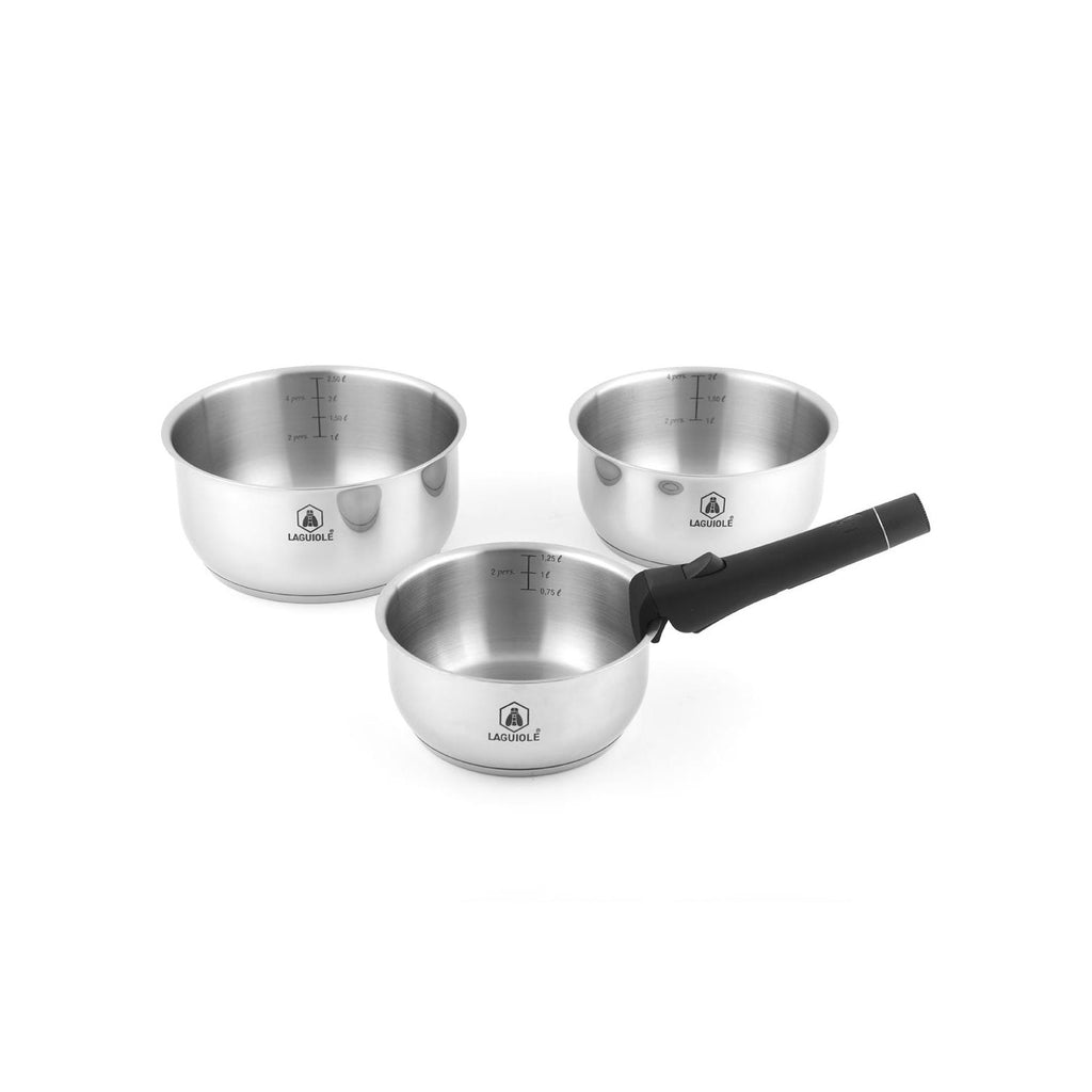 Réactif - Lot De 3 Casseroles Amovibles - Inox - Argent
