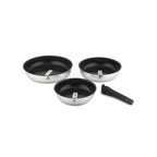 Réactif - Set of 3 Removable Non-Stick Frying Pans - Stainless Steel - Silver