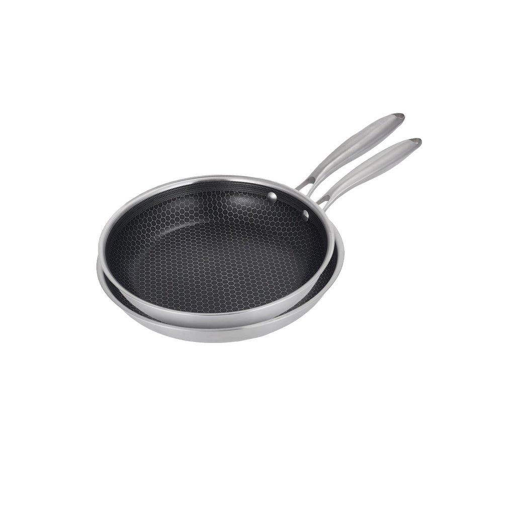 BlackSteel - Lot De 2 Poêles - Inox Triplex - Argenté