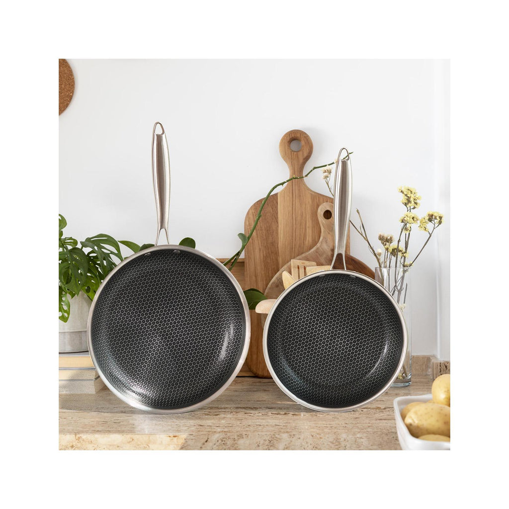 BlackSteel - Lot De 2 Poêles - Inox Triplex - Argenté