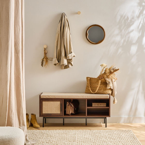 Jetson - Banc 1 Porte - Tissu & Noyer