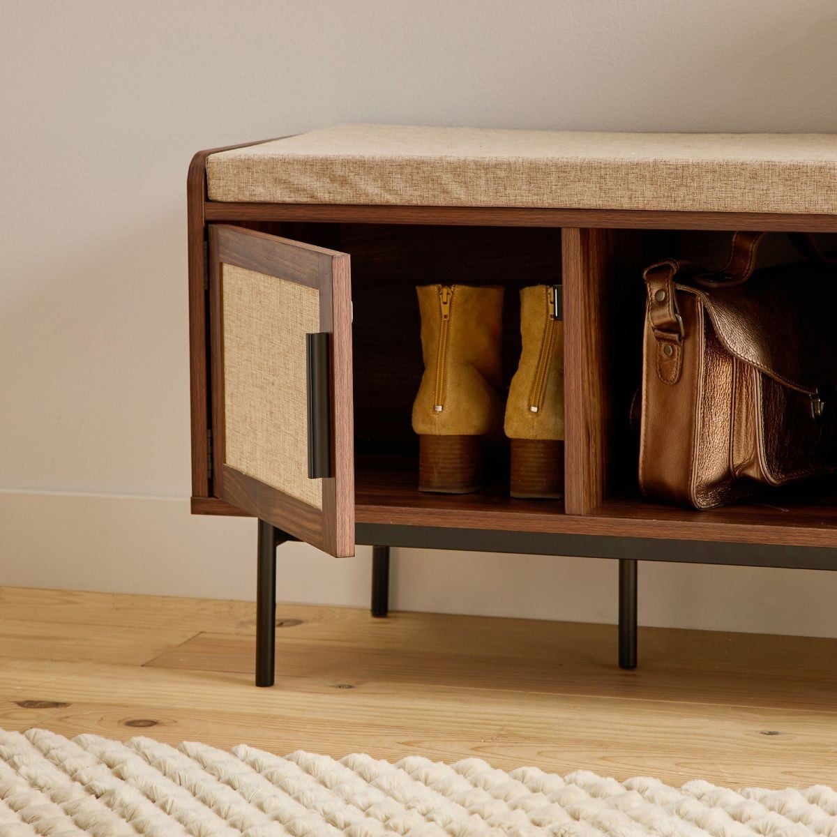 Jetson - Banc 1 Porte - Tissu & Noyer