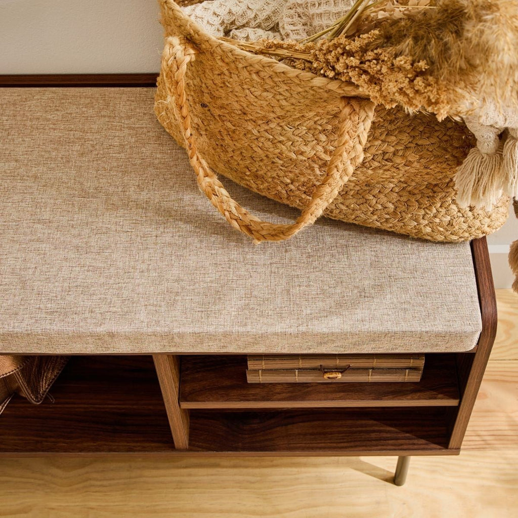 Jetson - Banc 1 Porte - Tissu & Noyer
