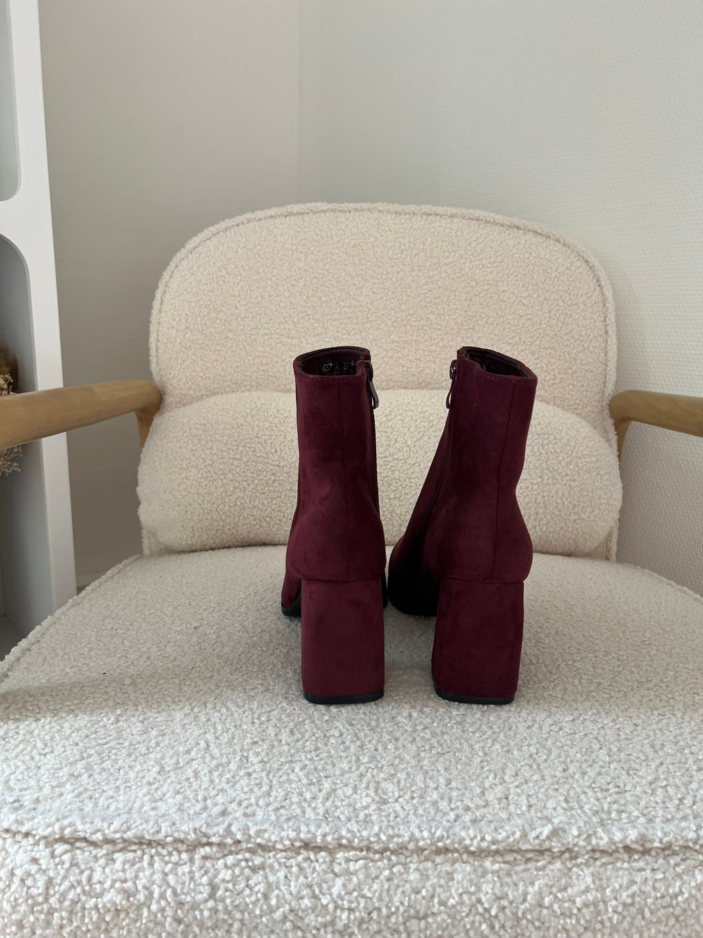 Mia burgundy faux suede ankle boots