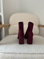 Mia burgundy faux suede ankle boots