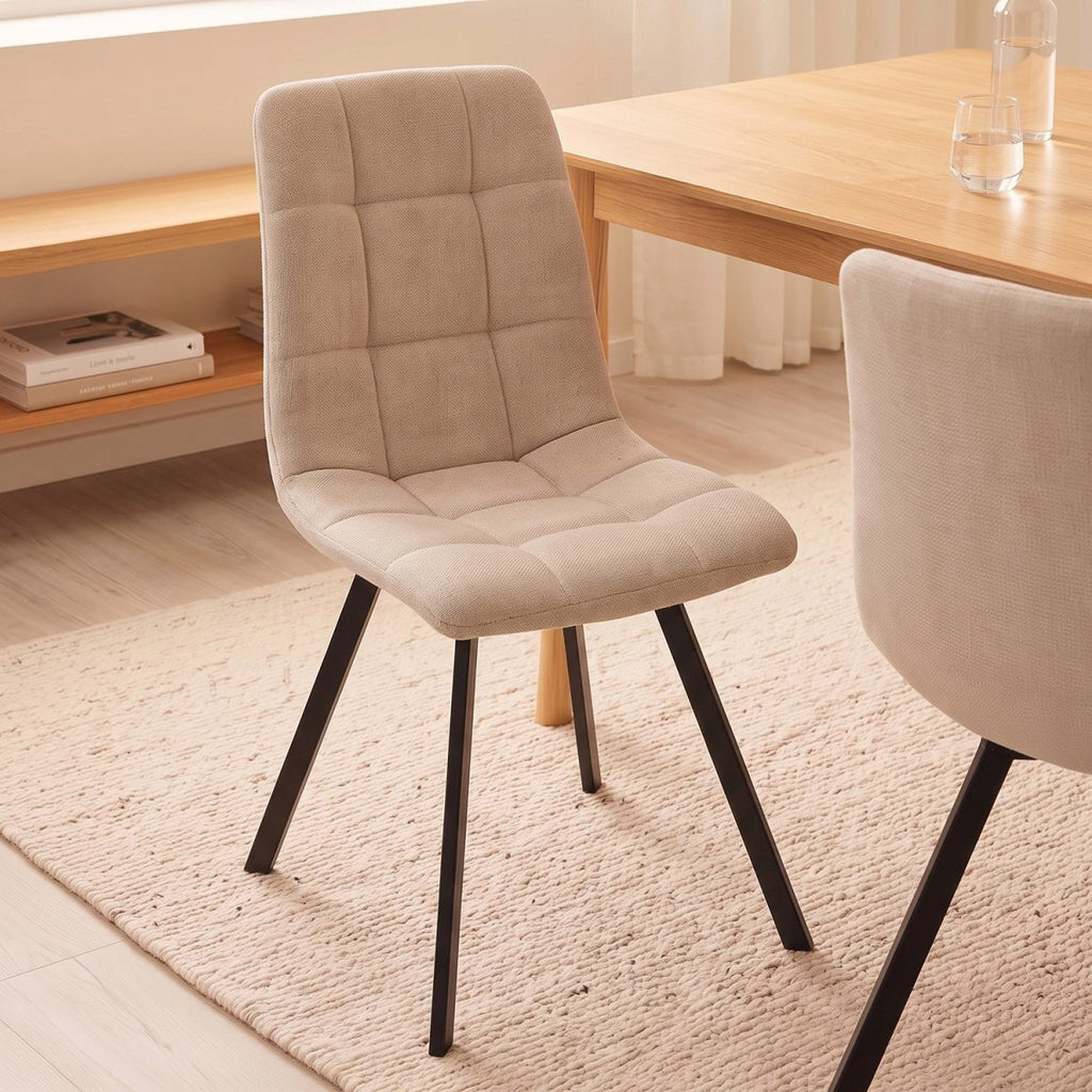 Chilli - Set of 4 Padded Chairs - Beige Mottled Fabric
