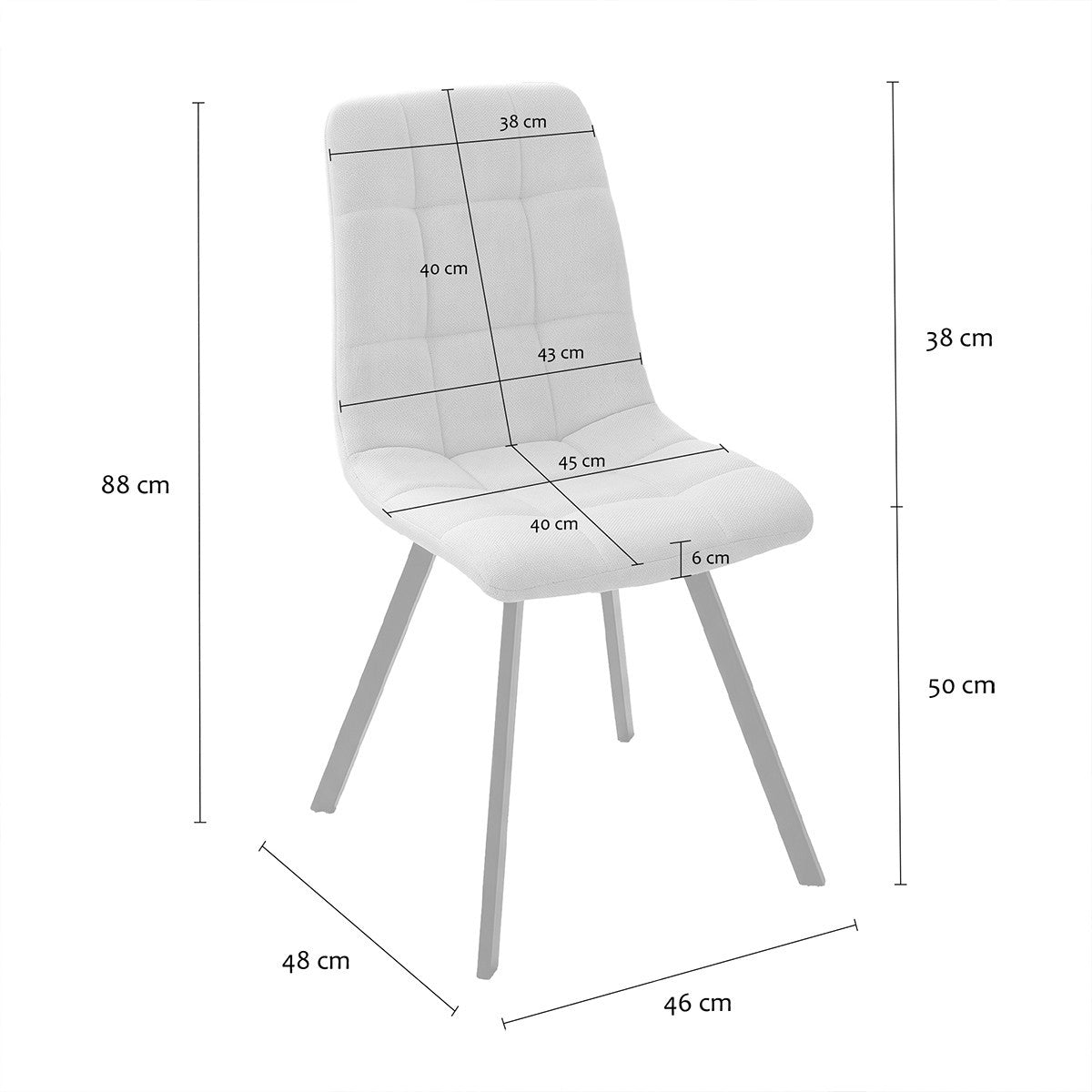Chilli - Set of 4 Padded Chairs - Beige Mottled Fabric