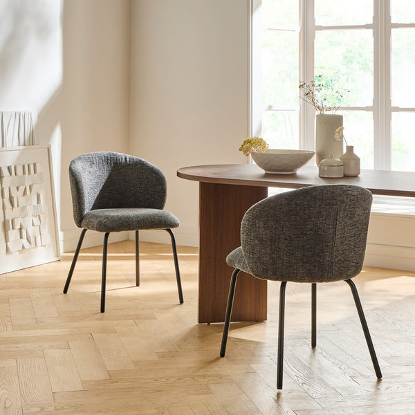 Vesper - Lot De 2 Chaises - Tissu Chiné & Métal