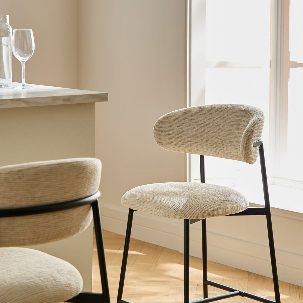 Draco - Lot De 2 Tabourets - Tissu Chiné & Métal