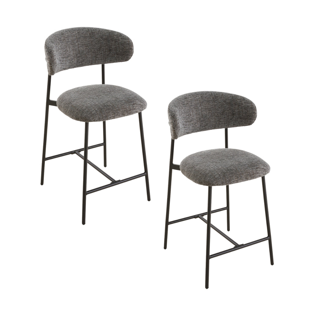 Lot de 2 - Tabouret De Bar Draco - Gris