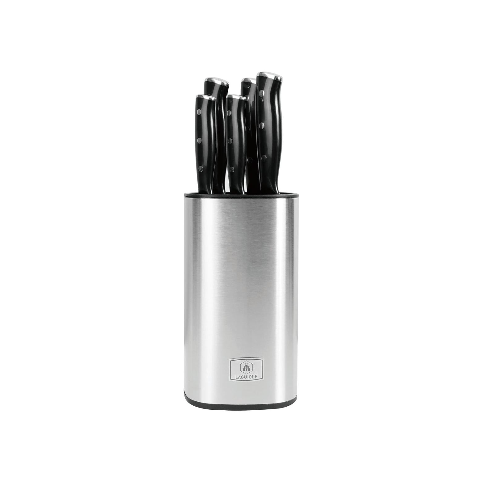 Lumin - Bloque + 5 Cuchillos - Acero - Negro