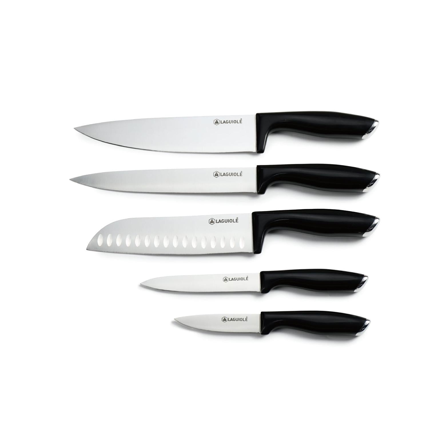 Lumin - Bloque + 5 Cuchillos - Acero - Negro