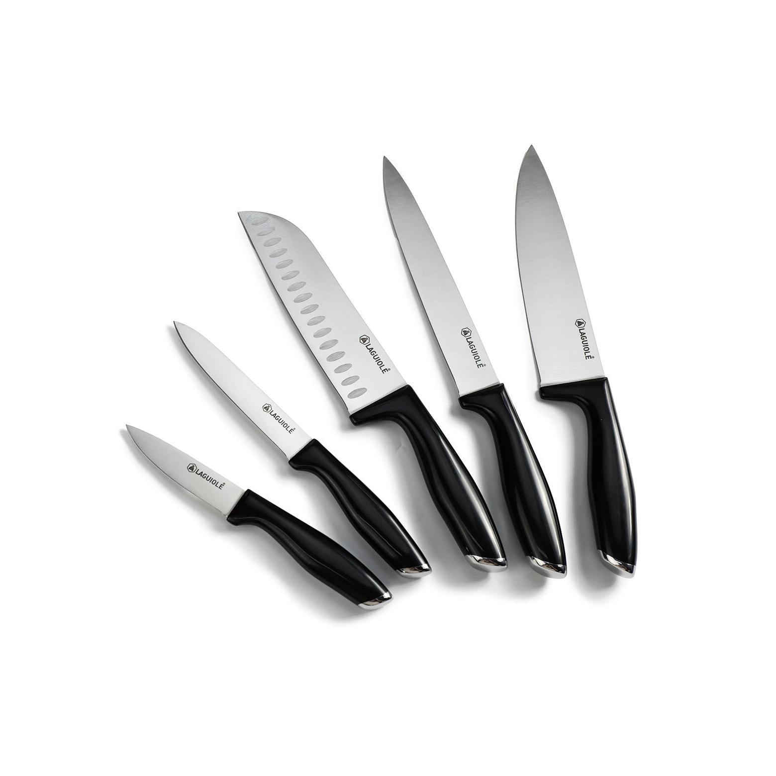 Lumin - Bloque + 5 Cuchillos - Acero - Negro