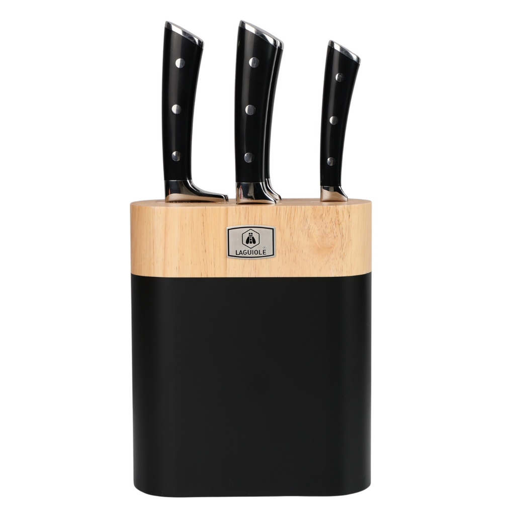 LustroBois - Bloc + 4 Couteaux - Acier - Noir