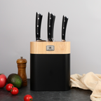 LustroBois - Bloc + 4 Couteaux - Acier - Noir