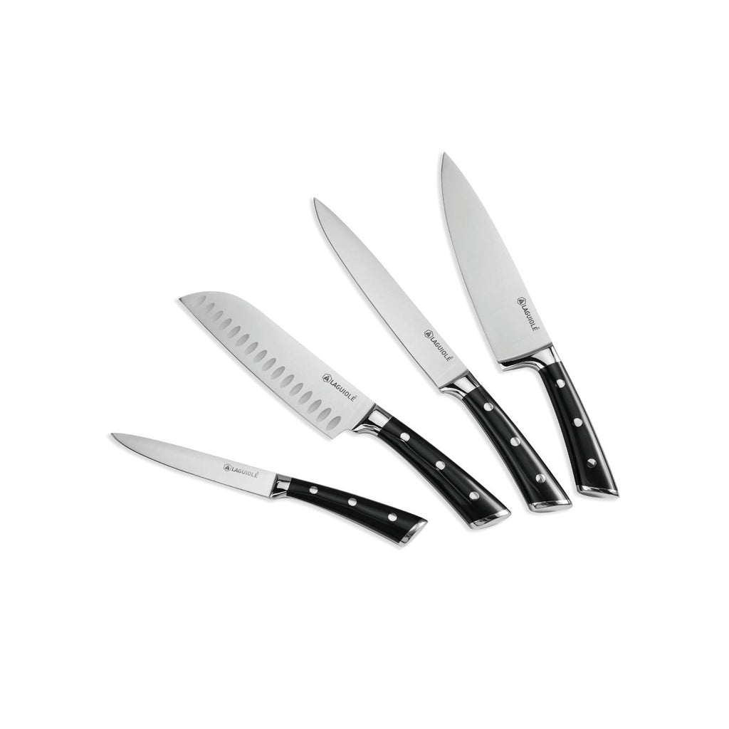 LustroBois - Bloc + 4 Couteaux - Acier - Noir