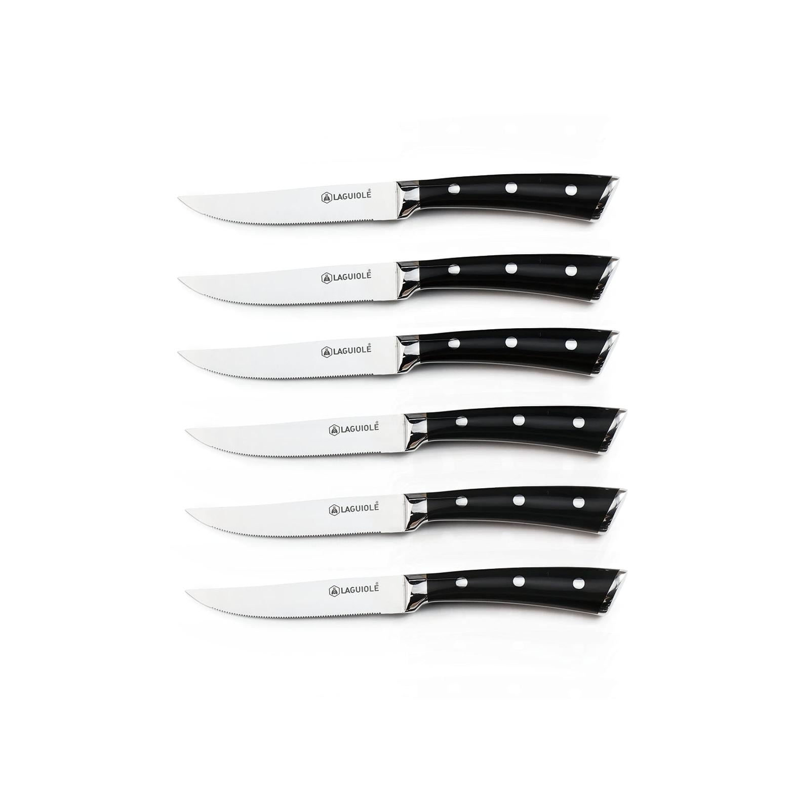 LustroBois - Set 6 Couteaux - Acier - Noir