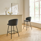 Sorrel - Set of 2 Stools with Metal Legs - Anthracite Grey Mottled Fabric
