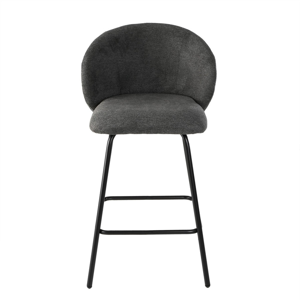 Sorrel - Set of 2 Stools with Metal Legs - Anthracite Grey Mottled Fabric