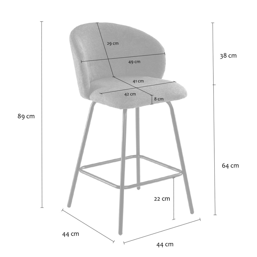 Sorrel - Set of 2 Stools with Metal Legs - Anthracite Grey Mottled Fabric