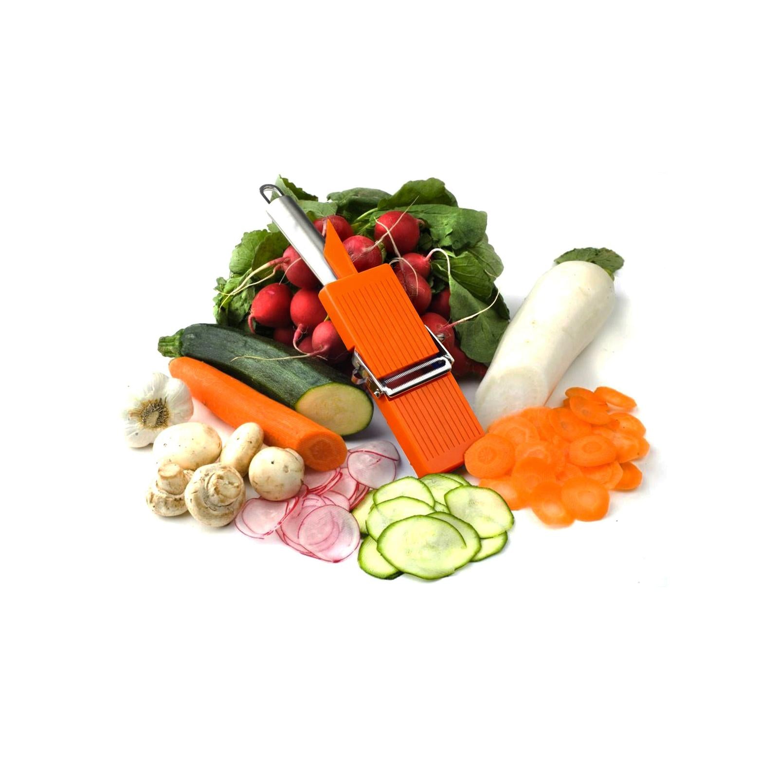 Set 2 Piezas Pelador De Verduras + Mini Rallador - Naranja / Plata