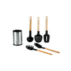 Sève - Set 6 Ustensiles De Cuisine - Inox Et Bois D'Acacia - Argenté / Bois