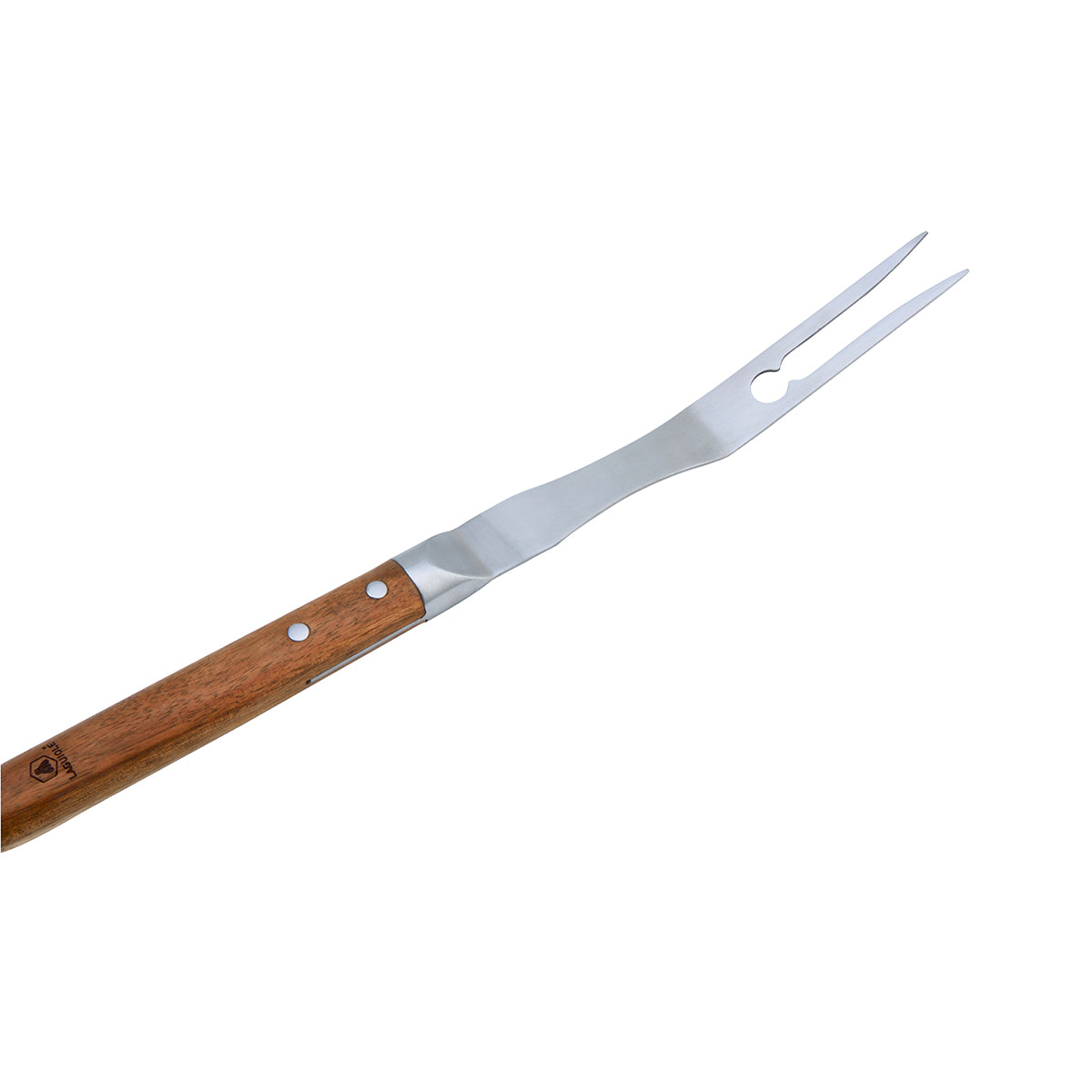 Sève - Set de 2 utensilios para barbacoa cuchillo + tenedor - Acero y madera de acacia - Plata / Madera