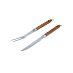 Sève - Set 2 Ustensiles Barbecue Couteau + Fourchette - Acier Et Bois D'Acacia - Argenté / Bois