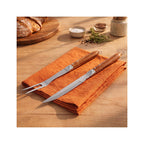 Sève - Set 2 Ustensiles Barbecue Couteau + Fourchette - Acier Et Bois D'Acacia - Argenté / Bois