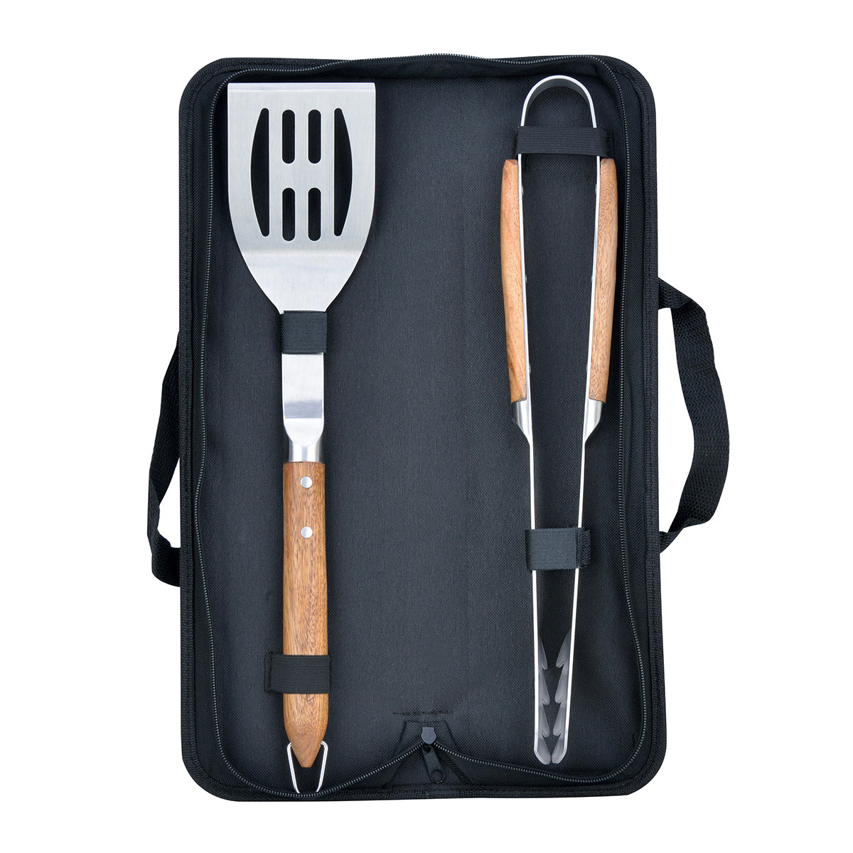 Sève - Set 2 Ustensiles Barbecue Spatule + Pince - Acier Et Bois D'Acacia - Argenté / Bois