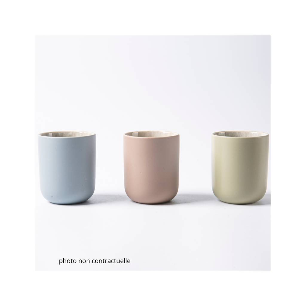 Iris Vert - Set of 4 Cups - Reactive Stoneware - Green