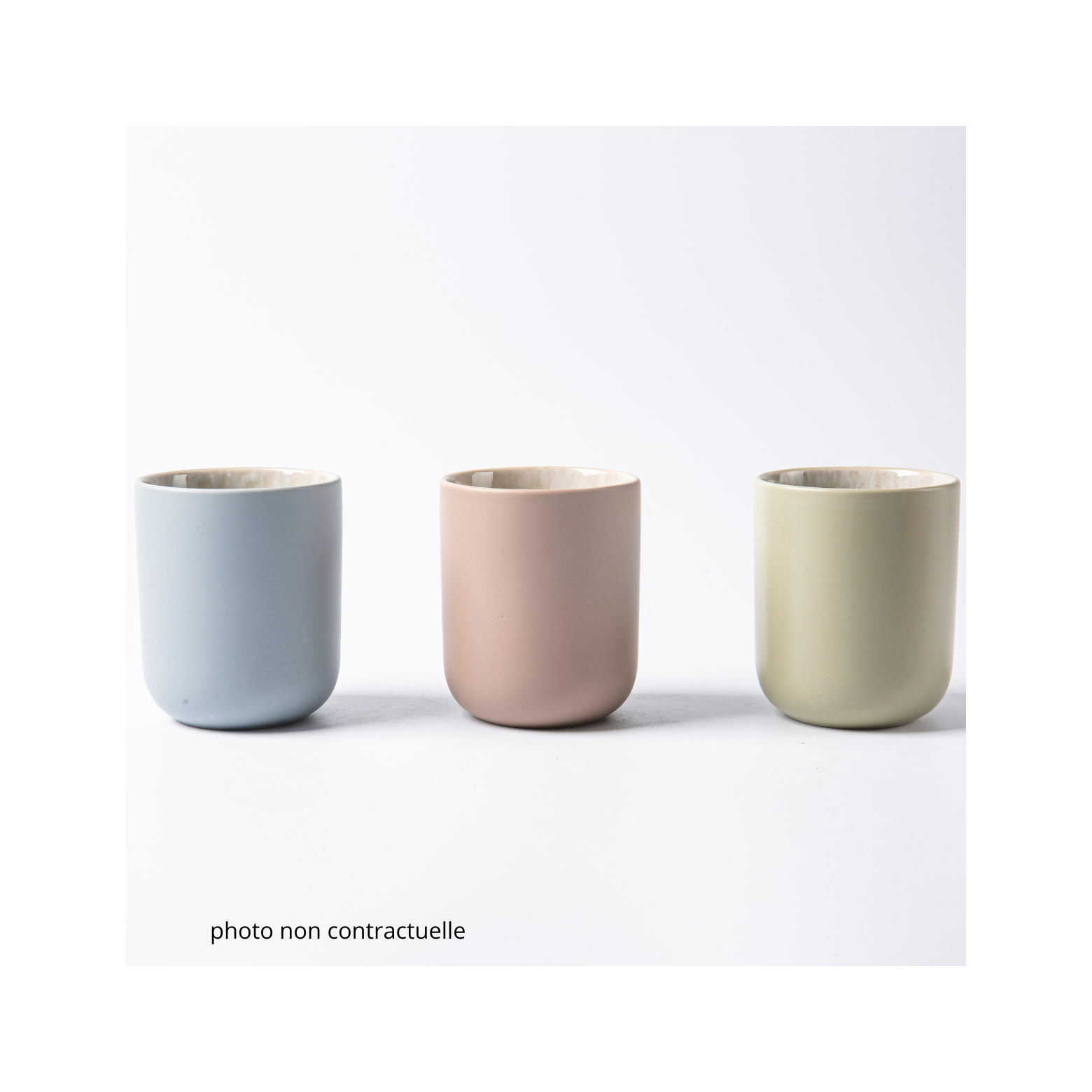 Iris Vert - Set of 4 Cups - Reactive Stoneware - Green