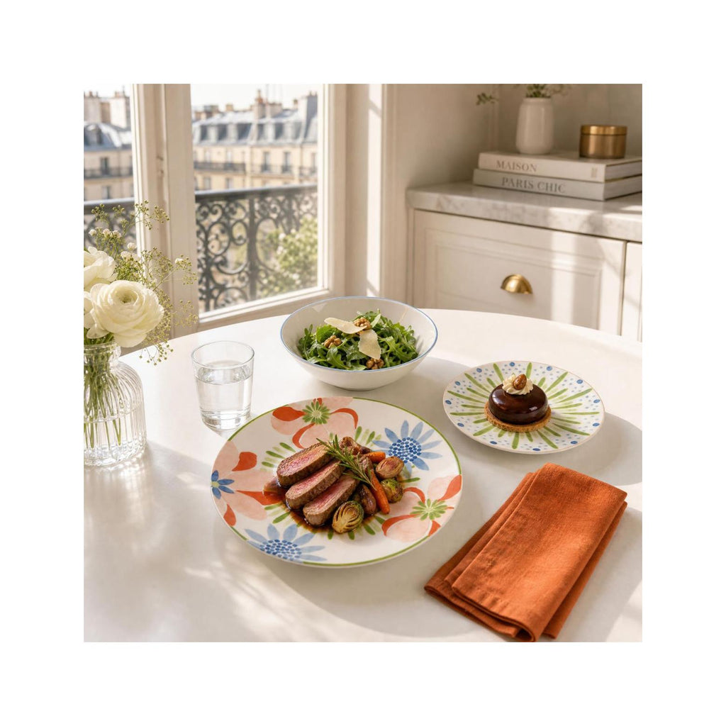 Aube De Pivoine - Service De Table 18 Pièces - Porcelaine - Rose / Vert