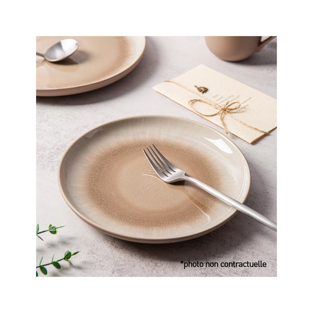 Iris Taupe - Service De Table 12 Pièces - Grès Réactif - Taupe