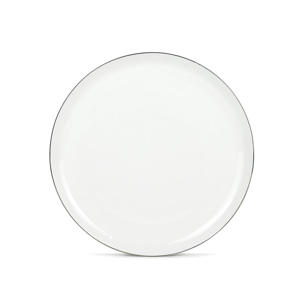 Sélène - Lot De 6 Assiettes Plates - Porcelaine - Blanc Liseré Argenté