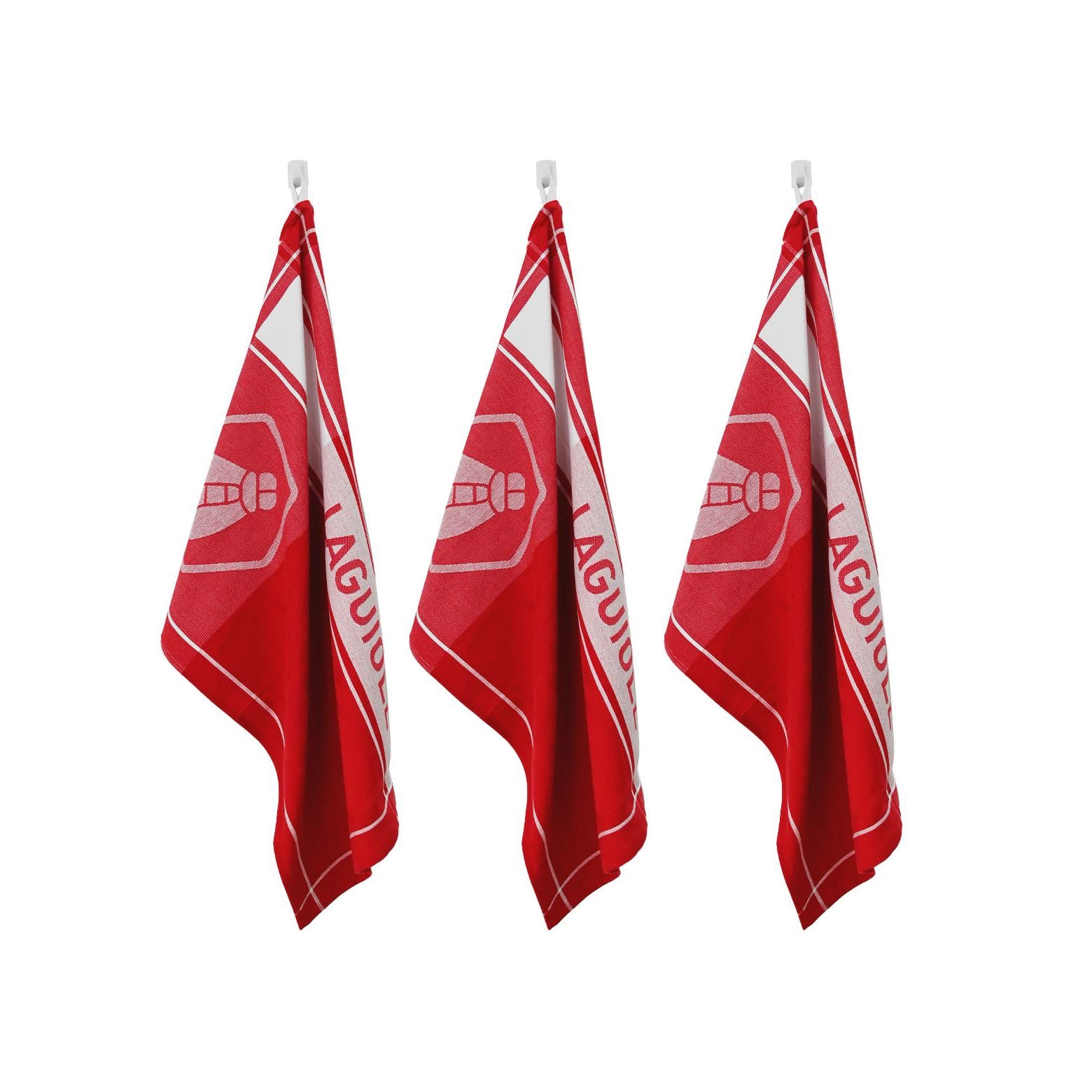 Miel - Lot De 3 Torchons Jacquard - Coton - Rouge
