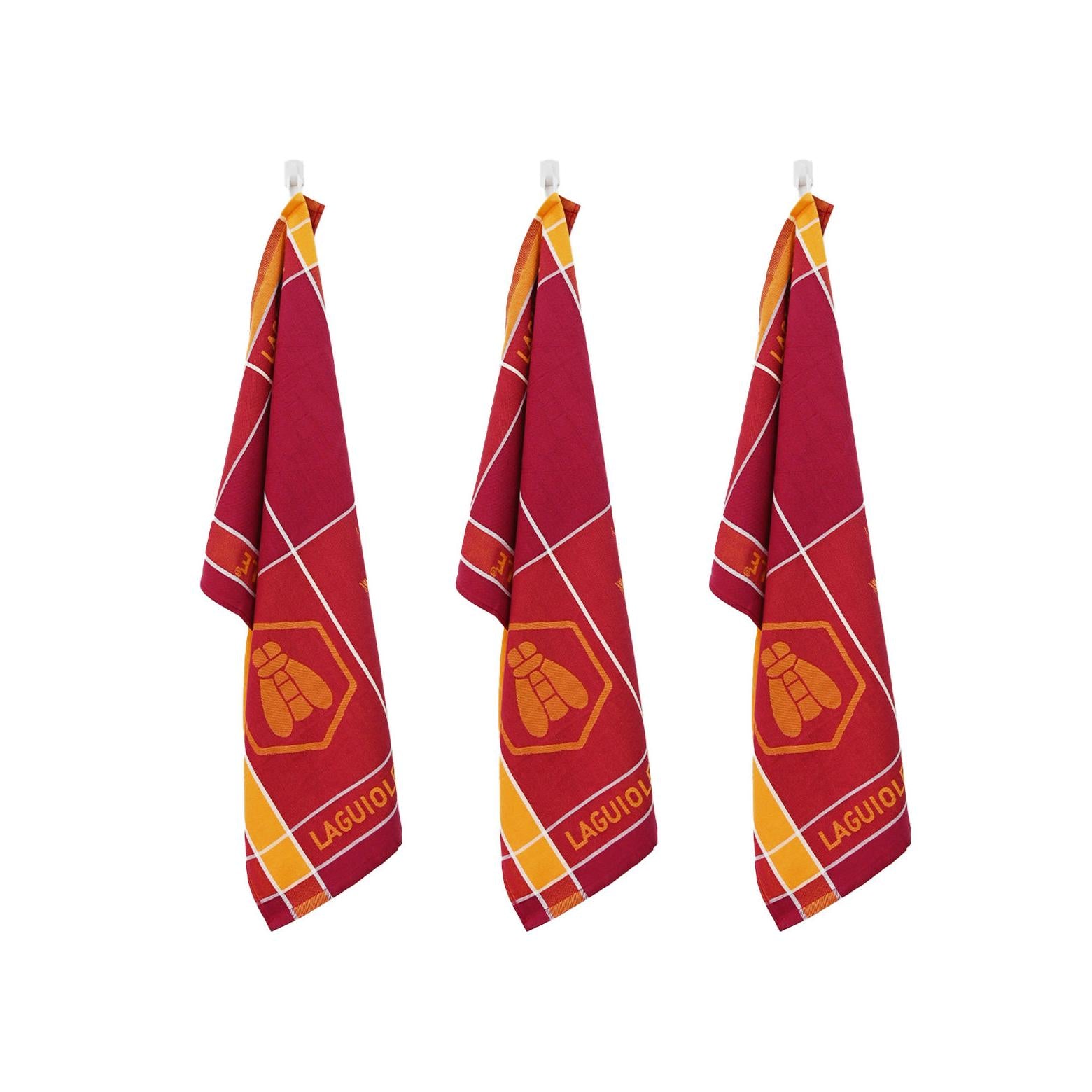 Tartan - Lot De 3 Torchons Jacquard - Coton - Orange
