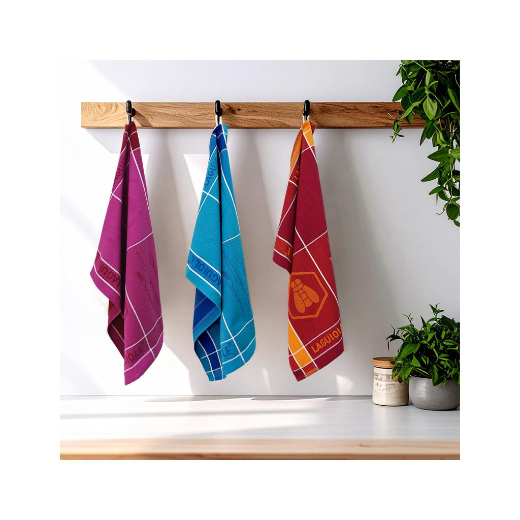 Tartan - Lot De 3 Torchons Jacquard - Coton - Orange