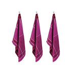 Tartan - Lot De 3 Torchons Jacquard - Coton - Mauve